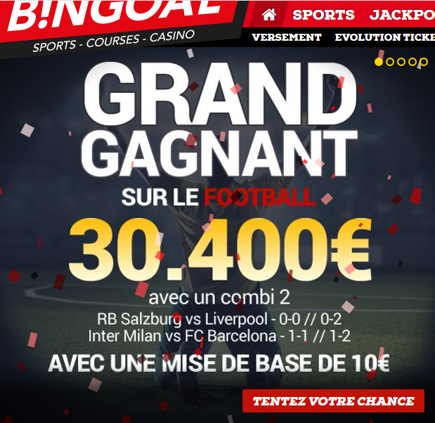 Grand gagnant sur Bingoal